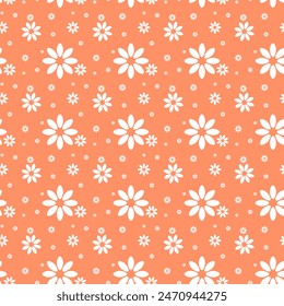 White Daisies Flowers Seamless pattern. Decorative print for wallpaper, wrapping, textile, fashion fabric or other printable covers