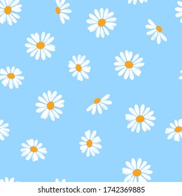 White Daisies On Blue Background Seamless Stock Vector Royalty Free Shutterstock