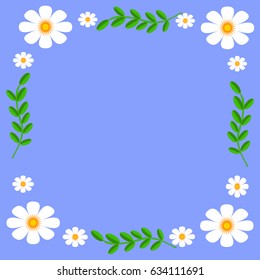 White Daisies on a blue background as frame