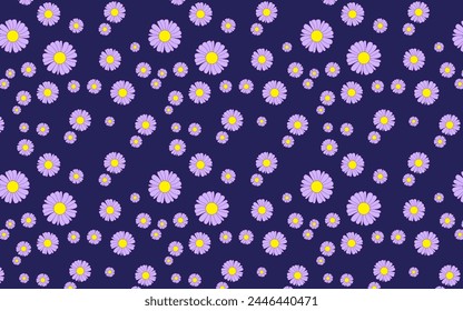 white daisies on dark blue background seamless pattern for wallpaper or background 