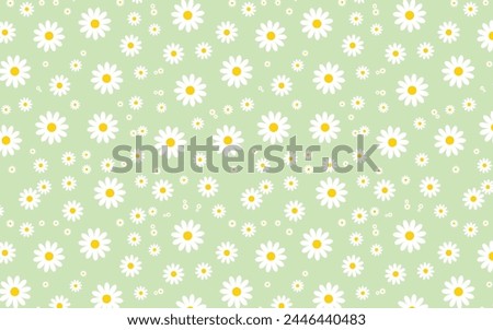 white daisies on green background seamless pattern for wallpaper or background 