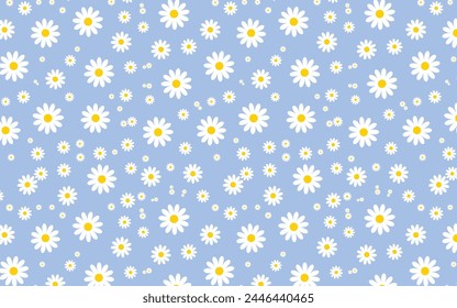 white daisies on purple background seamless pattern for wallpaper or background 