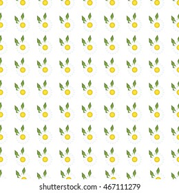  White daisies seamless pattern on yellow background. Daisy field chamomile seamless pattern abstract design plant texture. Nature flower daisies vector summer chamomile seamless pattern.