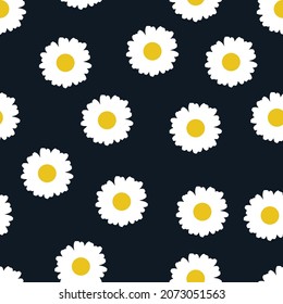 white daisies vector pattern, trendy background with flowers.