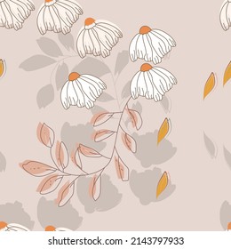 White daisies.Floral pattern.Boho .A seamless pattern.Vector illustration. Print, textile,poster, for your design.High quality.