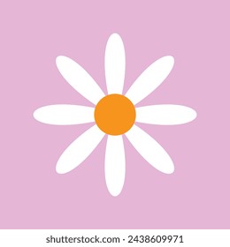 White daisy chamomile. Cute flower plant collection. Love card. Camomile icon Growing concept. Flat design. sky background. Isolated.