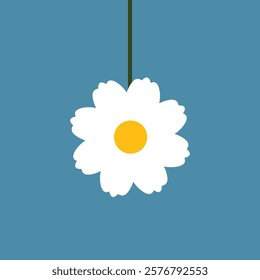 White daisy chamomile flower round icon. Cute plant collection. Camomile petal. Love card. Growing concept. Happy Valentines Day decoration. Flat design. Color background. Isolated. Vector