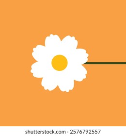 White daisy chamomile flower round icon. Cute plant collection. Camomile petal. Love card. Growing concept. Happy Valentines Day decoration. Flat design. Color background. Isolated. Vector