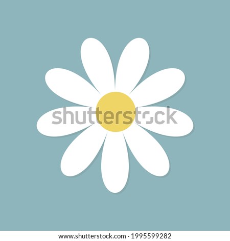 White daisy chamomile flower round icon. Cute plant collection. Camomile petal. Love card. Growing concept. Happy Valentines Day decoration. Flat design. Dark blue background. Isolated. Vector