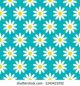 White daisy chamomile icon. Cute flower plant collection. Growing concept. Seamless Pattern Wrapping paper, textile template.