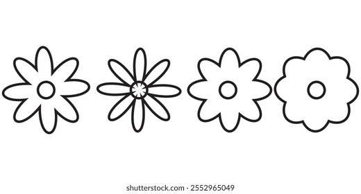 Conjunto de camomila branca. Margaridas flores em fundo azul. flores doces planta coleção. Margarida flores forma ícone ilustração.