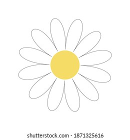 White Daisy daisies. Love the card. The concept of growing a Daisy icon. Flat design. White background. Isolated. Vector illustration