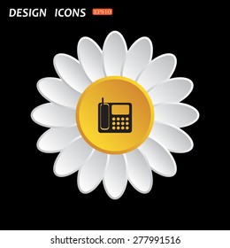 White daisy flower. Flat design style. phone. icon. vector design