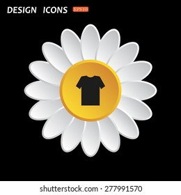 White daisy flower. Flat design style. T-shirt  icon. vector design