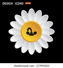 White daisy flower. Flat design style. tap symbol. icon. vector design