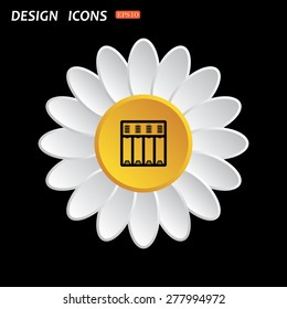White daisy flower. Flat design style. Battery Charger. icon. vector design