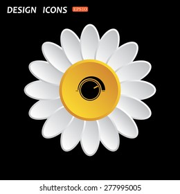 White daisy flower. Flat design style. Volume control icon. icon. vector design