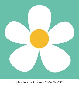 White daisy flower in flat style. Vector simple illustration.
