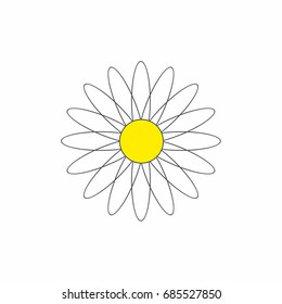 White daisy flower icon vector illustration on white background