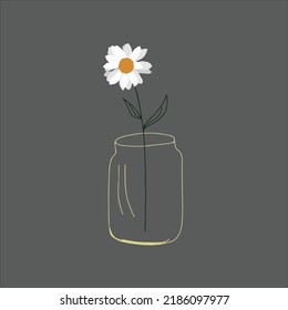 White Daisy Flower In a Jar