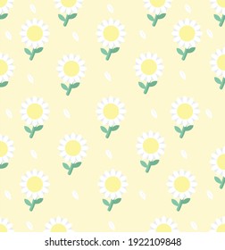 White daisy flower seamless pattern background