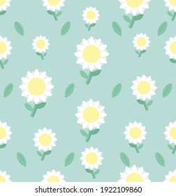 White Daisy Flower Seamless Pattern Background