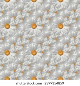 White Daisy flower  Seamless Pattern Design 