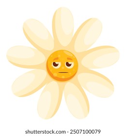 White daisy flower showing sad emotion on face