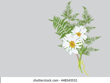 white daisy flowers bouquet with fern and jasmine flower 