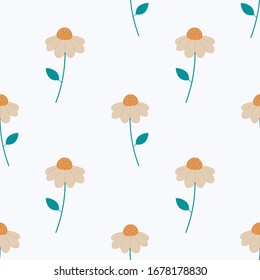 Flores de margarita blanca repiten sin fisuras el patrón vectorial para envolver papel, impresiones, tejidos, textiles.
