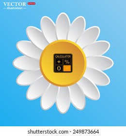 White daisy on a blue background. calculator, vector illustration, EPS 10