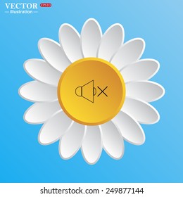 White daisy on a blue background. Sound off , vector illustration, EPS 10