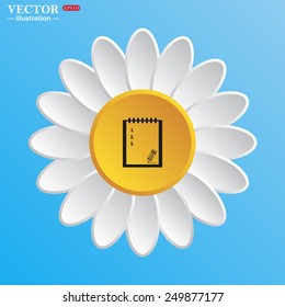 White daisy on a blue background. tablet with paper, vector illustration, EPS 10