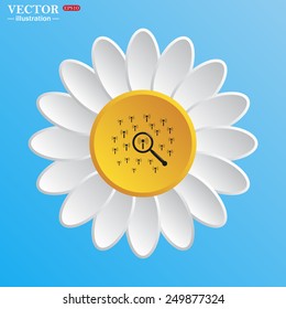 White daisy on a blue background. Search wi-fi network , vector illustration, EPS 10