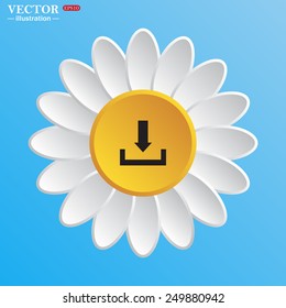 White daisy on a blue background. Download.  Vector illustration EPS 10