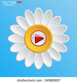 White daisy on a blue background. play, vector, EPS 10