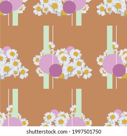 White daisy on orange background on orange art design stock vector illustration for web, for print, for wallpaper
