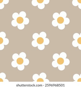  White Daisy Pattern, ideal for fabric, textile. 