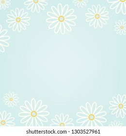 White daisy pattern with a light blue background vector