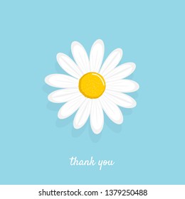 White Daisy Vector Illustration. Cute Flower Plant Isolated On A Blue Background.