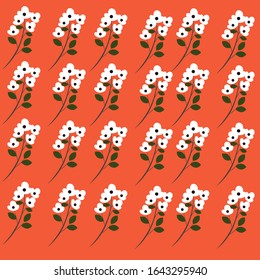 white dandelion floral pattern wallpaper with orange light background stylized vector texture | book covers, pamphlets, banners
