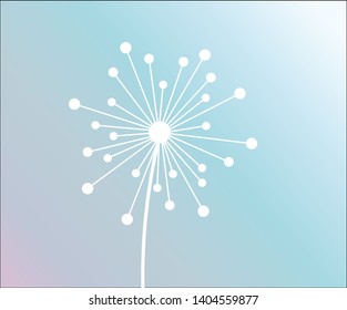 White dandelion flower on pastel gradient background. Vector illustration.