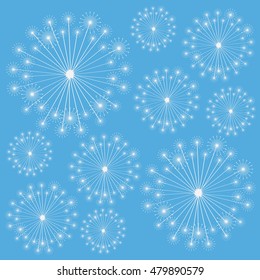 White dandelion icon. Summer seed plant and flower theme. Colorful design. Blue background. Vector illustration