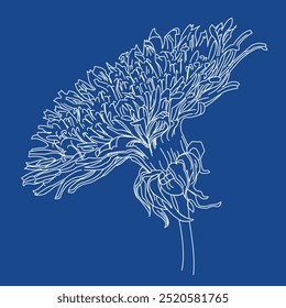 Diente de león blanco sobre un fondo azul ilustración gráfica