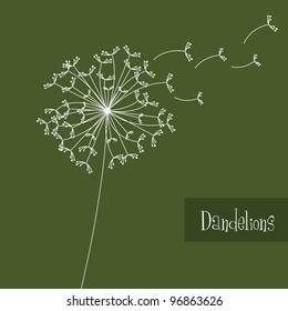 white dandelions over green background. vector illustration