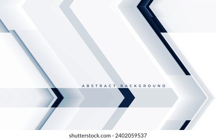 Fondo abstracto geométrico 3D blanco y azul oscuro con flechas. Tecnología blanca diseño de pancartas abstractas futurista moderno. Ilustración del vector