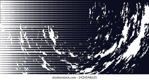 White and dark blue halftone dots gradient line color pattern grunge texture background. grunge brush stroke ink paint isolated on white background