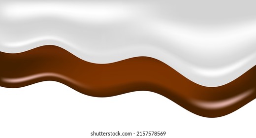 White and dark chocolate dripping, melting vector background illustration