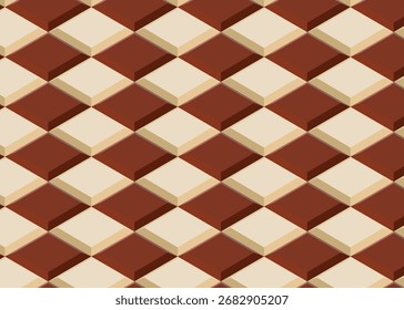 Patrón isométrico inconsútil del chocolate blanco y oscuro, estilo del ajedrez