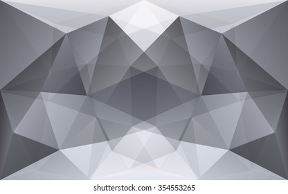 White and dark grey polygonal geometric background, symmetry texture, in vector